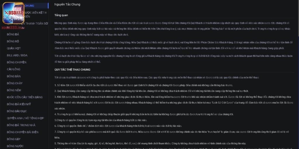 Luật đặt cược tại FB thể thao VNSOXO