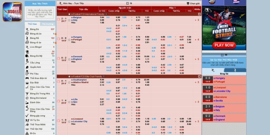 Các tựa game hấp dẫn tại sảnh SBO thể thao