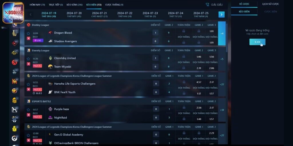 Hệ thống đặt cược gần 50 loại kèo từ dễ đến khó